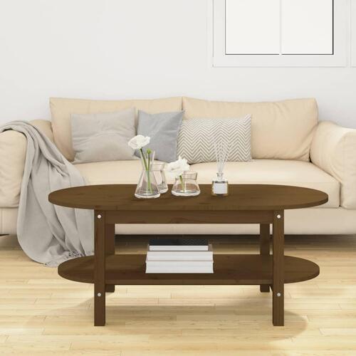 Sofabord 110x55x45 cm massivt fyrretræ gyldenbrun