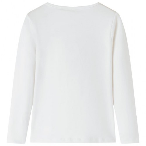 Langærmet T-shirt til børn str. 104 - ecru med pony