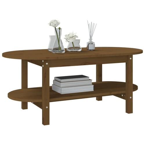 Sofabord 110x55x45 cm massivt fyrretræ gyldenbrun