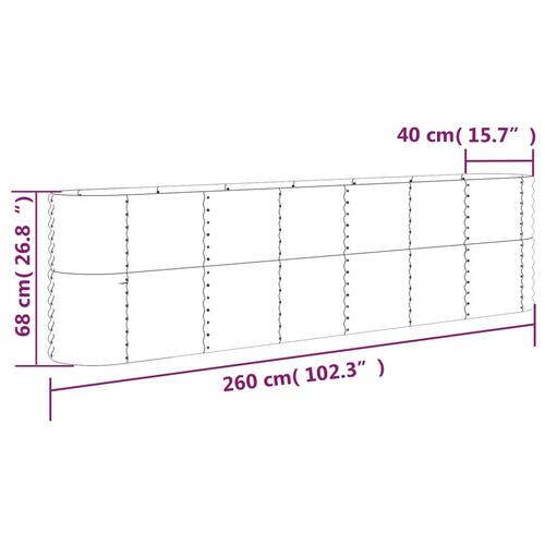 Plantekasse 260x40x68 cm pulverlakeret stål sølvfarvet