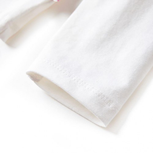 Langærmet T-shirt til børn str. 104 - ecru med pony