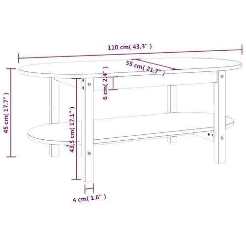 Sofabord 110x55x45 cm massivt fyrretræ gyldenbrun