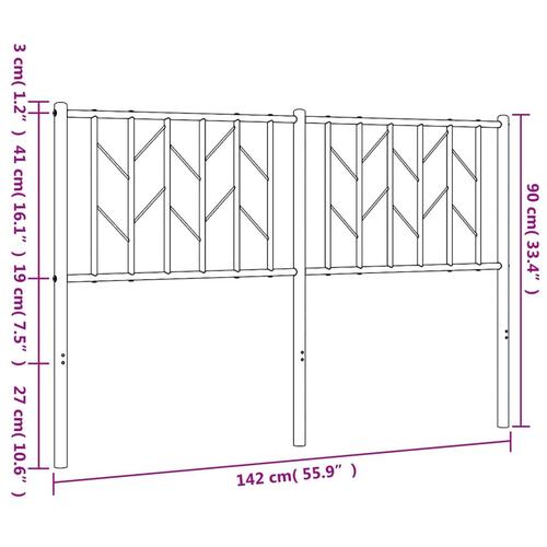 Sengegavl 135 cm metal sort