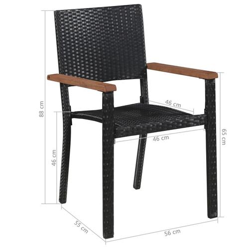Udendørs spisebordssæt 7 dele polyrattan og akacietræ sort