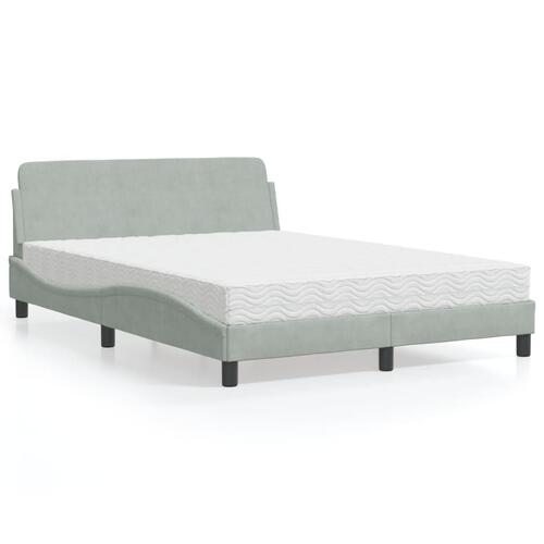 Seng med madras 140x200 cm velour lysegrå