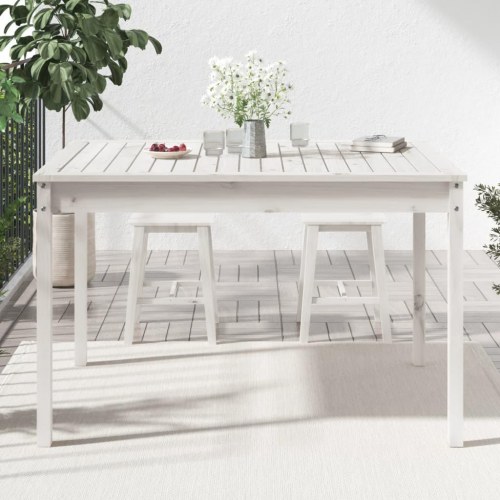 Havebord 121x82,5x76 cm massivt fyrretræ hvid