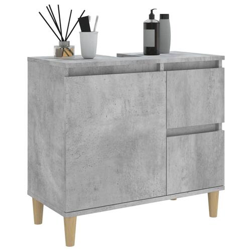 Badeværelsesskab 65x33x60 cm konstrueret træ betongrå