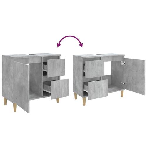 Badeværelsesskab 65x33x60 cm konstrueret træ betongrå