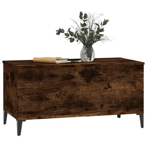 Sofabord 90x44,5x45 cm konstrueret træ røget egetræsfarve