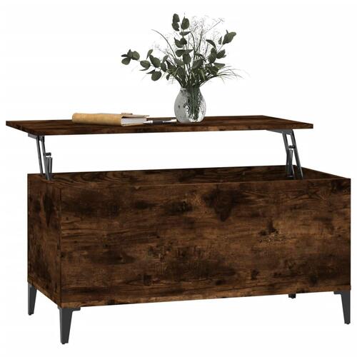 Sofabord 90x44,5x45 cm konstrueret træ røget egetræsfarve