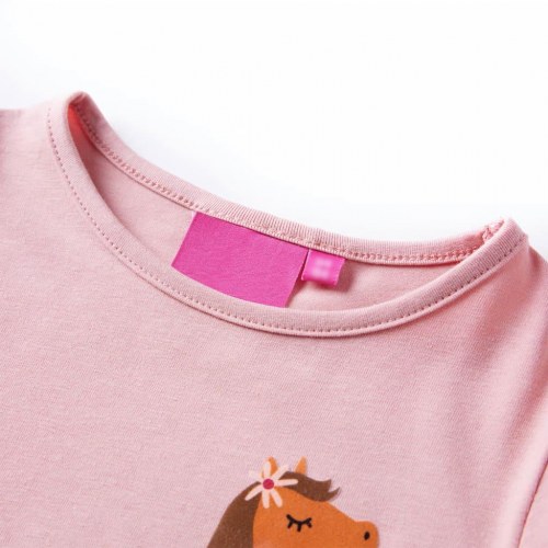 Langærmet T-shirt til børn str. 140 lyserød