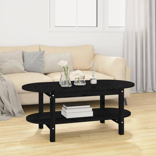 Sofabord 110x55x45 cm massivt fyrretræ sort