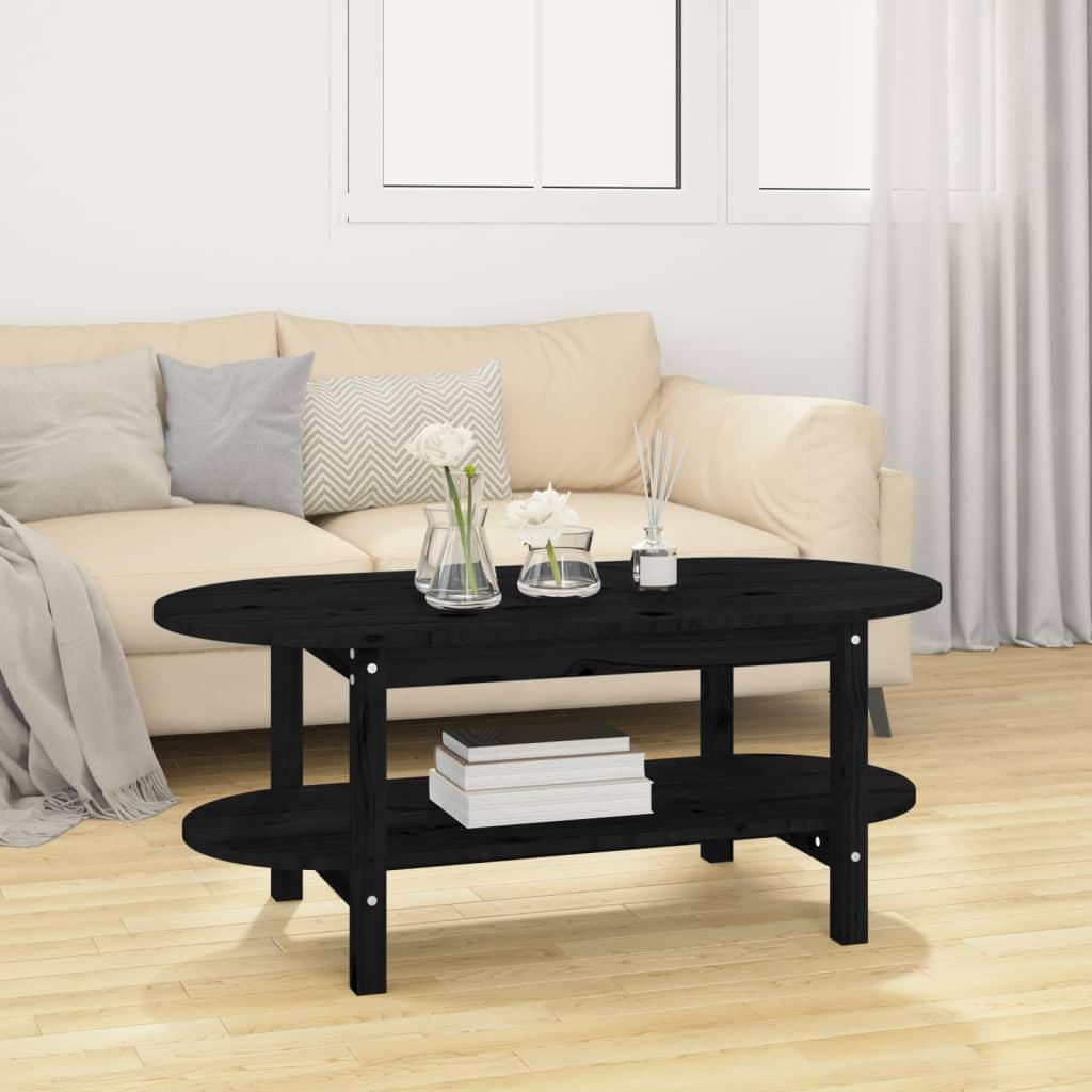 Sofabord 110x55x45 cm massivt fyrretræ sort