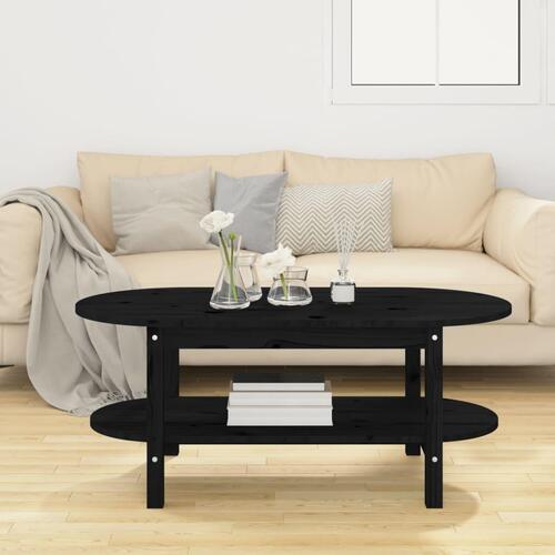 Sofabord 110x55x45 cm massivt fyrretræ sort