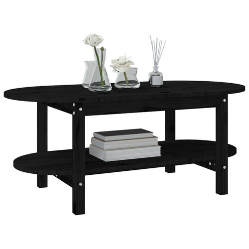 Sofabord 110x55x45 cm massivt fyrretræ sort