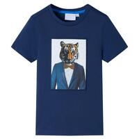Kortærmet T-shirt til børn str. 116 mørk mørkeblå