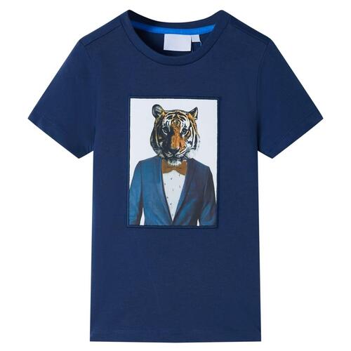Kortærmet T-shirt til børn str. 116 mørk mørkeblå