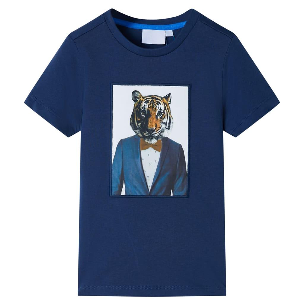 Kortærmet T-shirt til børn str. 116 mørk mørkeblå