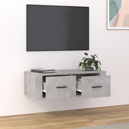 Væghængt tv-bord 80x36x25 cm konstrueret træ betongrå