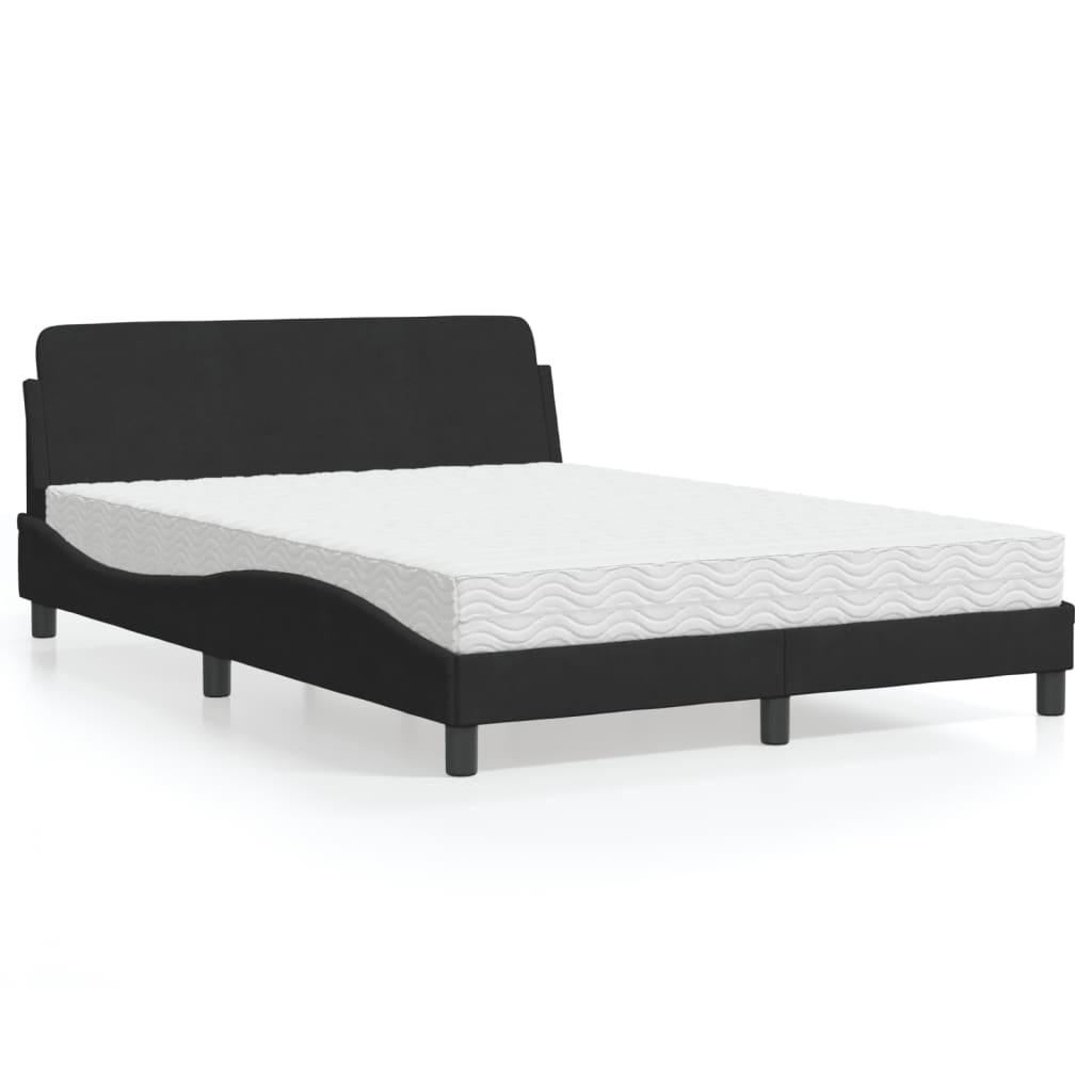 Seng med madras 140x200 cm velour sort