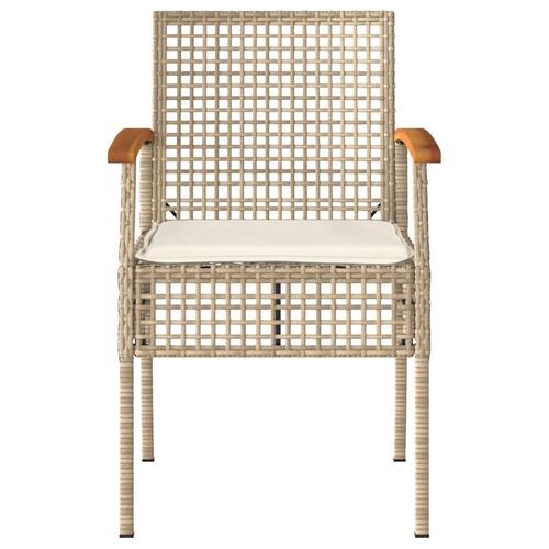 Bistrosæt 3 dele med hynder polyrattan og akacietræ beige