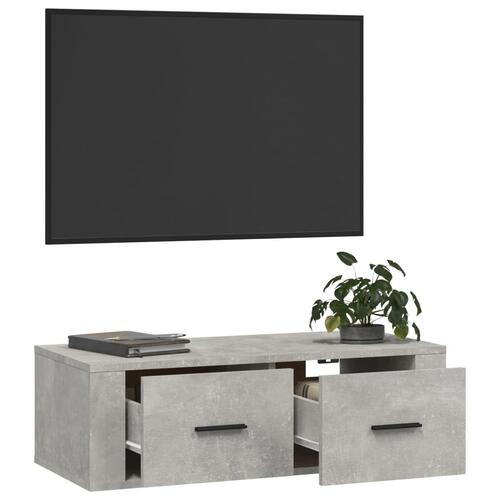 Væghængt tv-bord 80x36x25 cm konstrueret træ betongrå