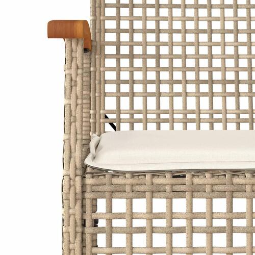 Bistrosæt 3 dele med hynder polyrattan og akacietræ beige
