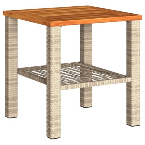 Bistrosæt 3 dele med hynder polyrattan og akacietræ beige