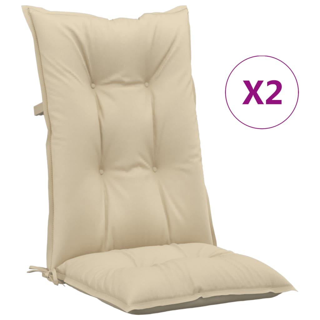Stolehynder m. høj ryg 2 stk. 120x50x7 cm stof beige