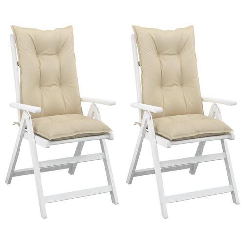 Stolehynder m. høj ryg 2 stk. 120x50x7 cm stof beige