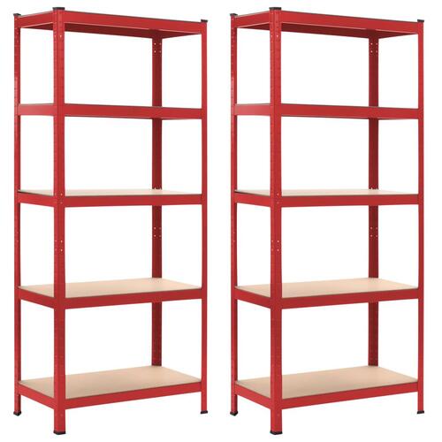 Opbevaringsreoler 2 stk. 80 x 40 x 180 cm stål MDF rød