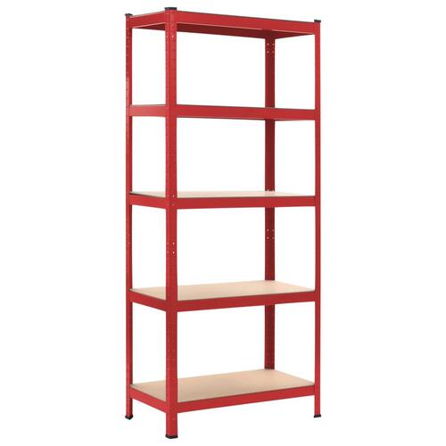 Opbevaringsreoler 2 stk. 80 x 40 x 180 cm stål MDF rød