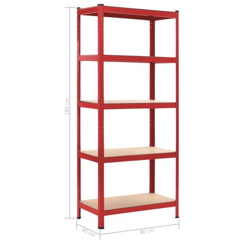 Opbevaringsreoler 2 stk. 80 x 40 x 180 cm stål MDF rød