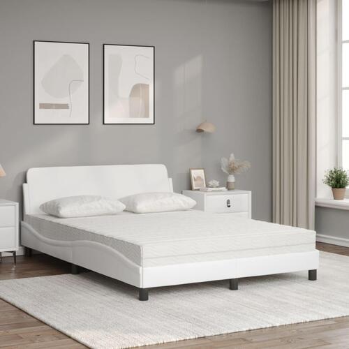 Seng med madras 140x200 cm kunstlæder hvid