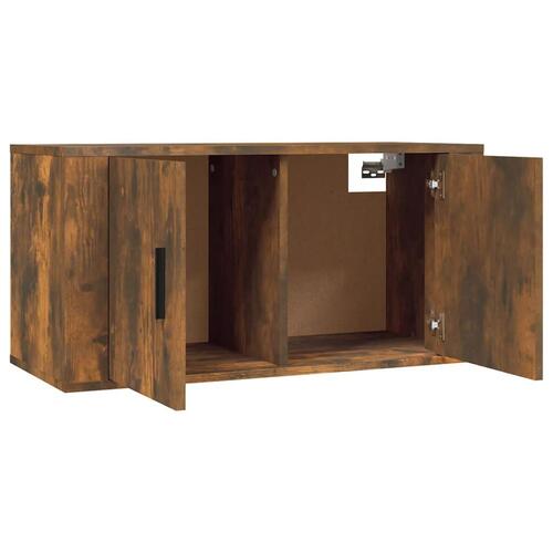 Væghængt tv-skab 80x34,5x40 cm røget egetræ