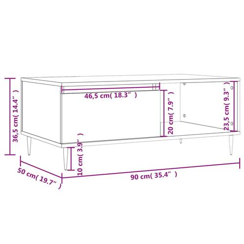 Sofabord 90x50x36,5 cm konstrueret træ røget egetræsfarve