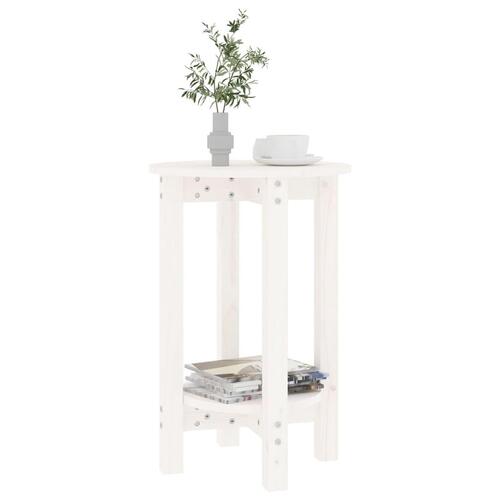 Sofabord Ø 40x60 cm massivt fyrretræ hvid