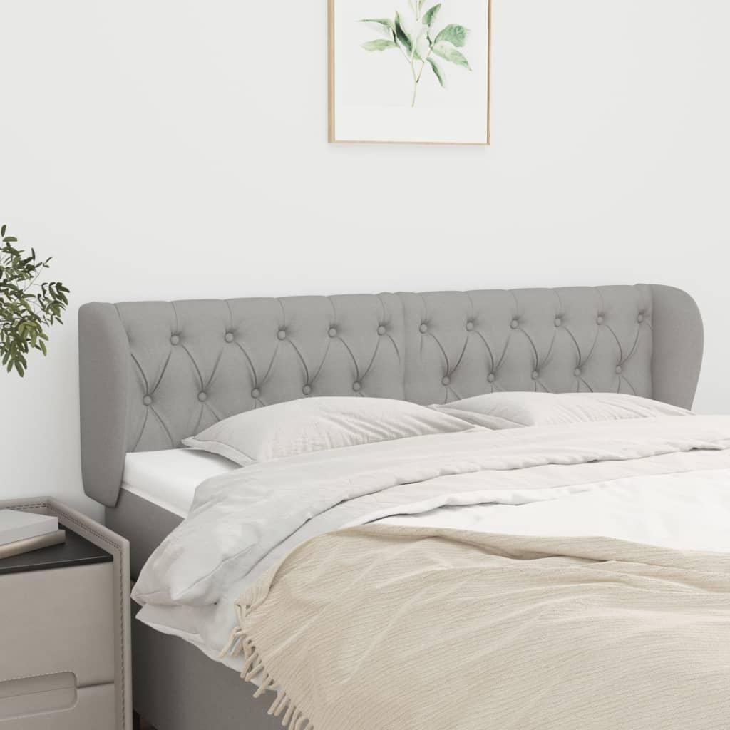 Sengegavl med kanter 147x23x78/88cm stof lysegrå