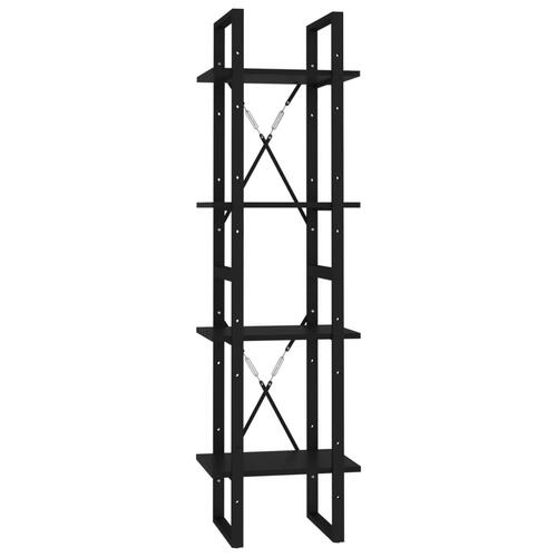 Bogreol med 4 hylder 40x30x140 cm konstrueret træ sort
