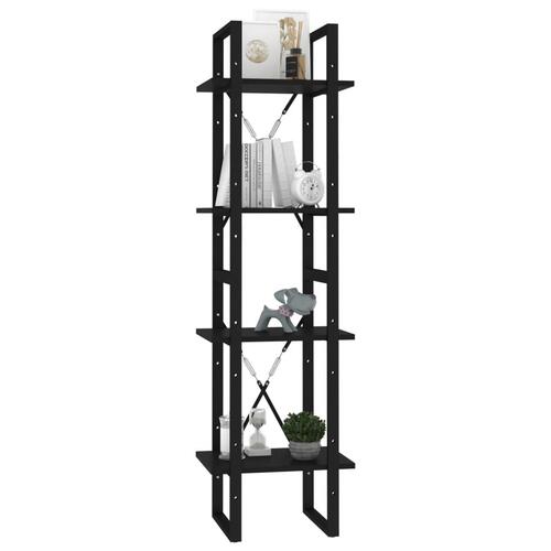 Bogreol med 4 hylder 40x30x140 cm konstrueret træ sort