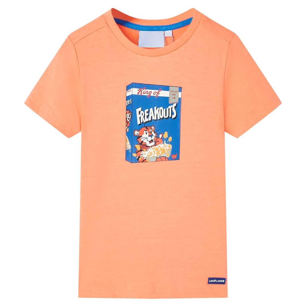 Kortærmet T-shirt til børn str. 104 neon-orange