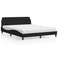 Seng med madras 160x200 cm stof sort