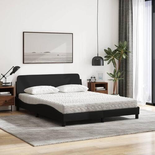 Seng med madras 160x200 cm stof sort