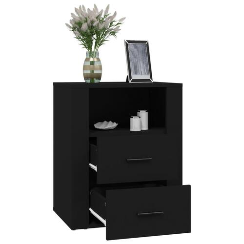 Sengebord 50x36x60 cm konstrueret træ sort