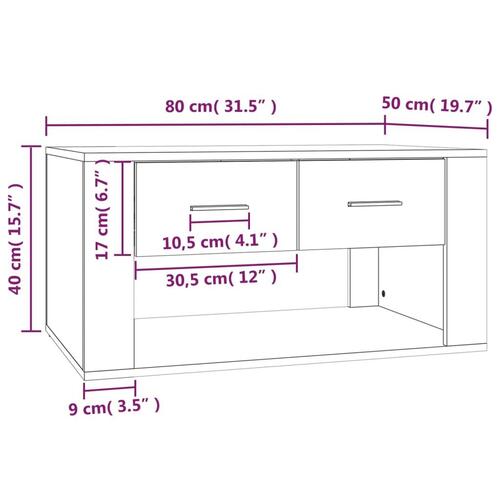 Sofabord 80x50x40 cm konstrueret træ sort