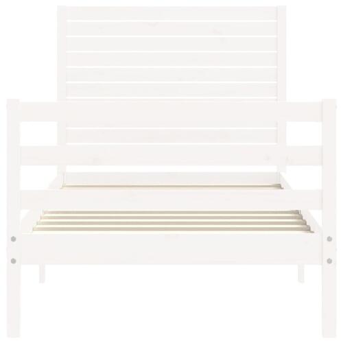 Sengeramme med sengegavl 90x200 cm massivt træ hvid