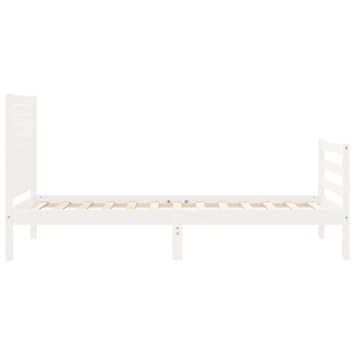 Sengeramme med sengegavl 90x200 cm massivt træ hvid