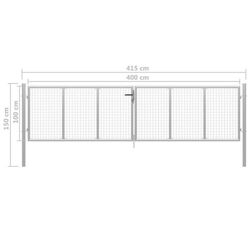 Havelåge galvaniseret stål 415 x 150 cm sølvfarvet