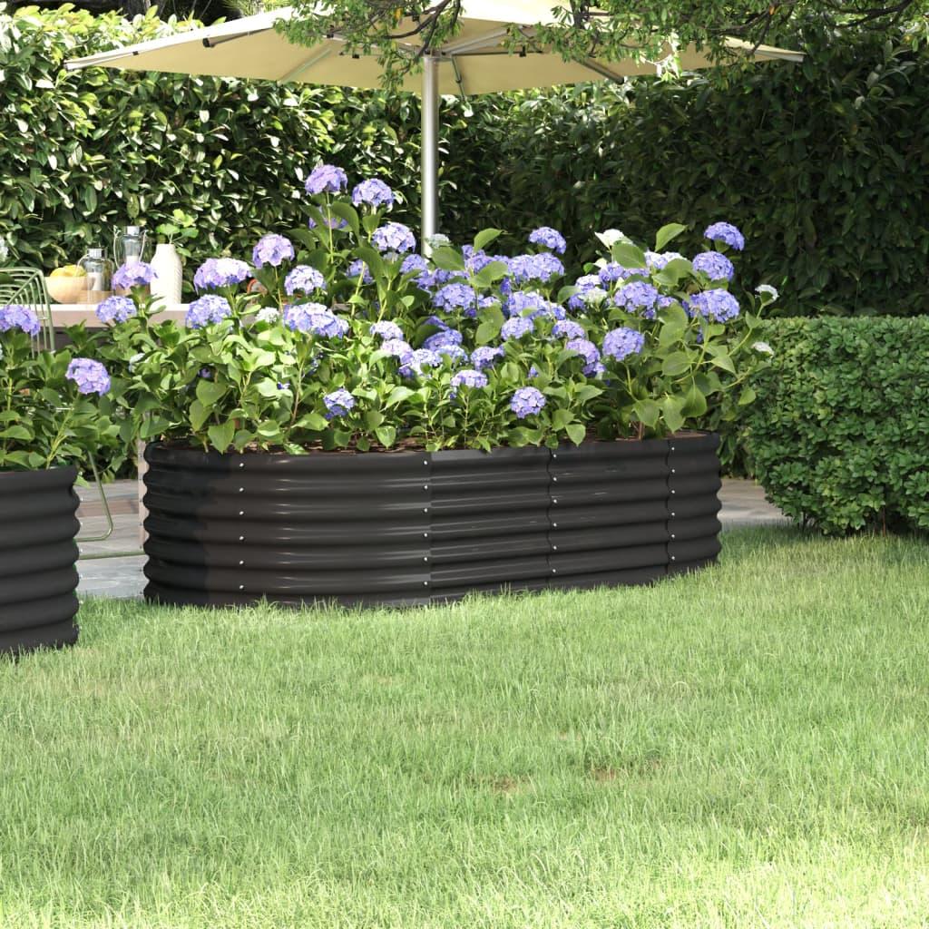 Plantekasse 152x80x36 cm pulverlakeret stål antracitgrå