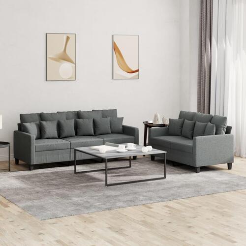 2 personers sofa med hynder stof mørkegrå